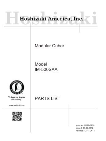 Modular Cuber Model IM-500SAA PARTS LIST - Hoshizaki America ...