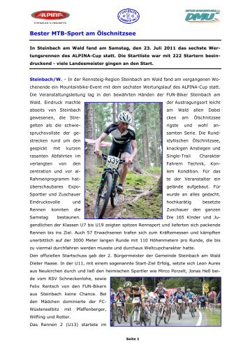 Bester MTB-Sport am Ölschnitzsee - FUN-Biker Steinbach am Wald eV