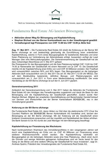 Medienmitteilung Lancierung Börsengang.pdf - Fundamenta Real ...