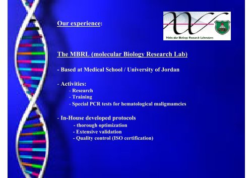 Molecular Diagnostics In Jordan - Jeans4genes.org