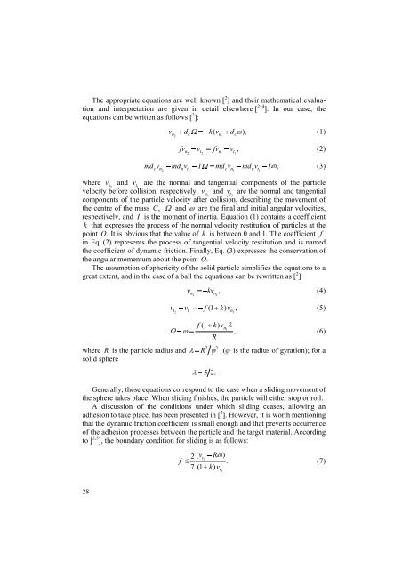Dynamic coefficients in impact mechanics