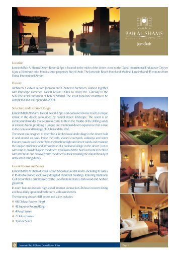 Location Jumeirah Bab Al Shams Desert Resort & Spa is located in the