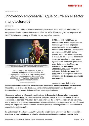 InnovaciÃ³n empresarial: Â¿quÃ© ocurre en el sector ... - Noticias