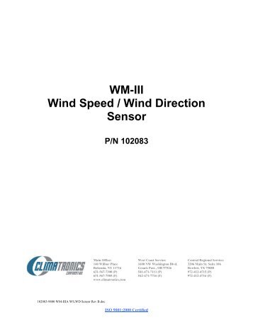 WM-III Wind Speed / Wind Direction Sensor - Climatronics Corp.
