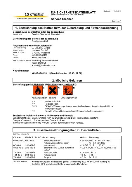 Sicherheitsdatenblatt - im PDF-Format - LS CHEMIE GmbH