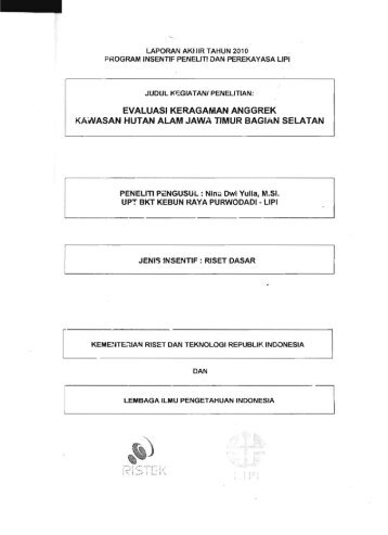 EVALUASI KERAGAMAN ANGGREK KAVVASAN ... - KM Ristek