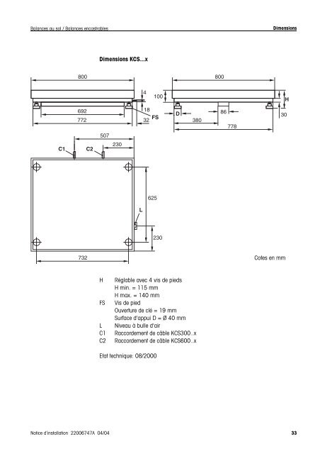 Notice d'installation METTLER TOLEDO MultiRange Balances au ...