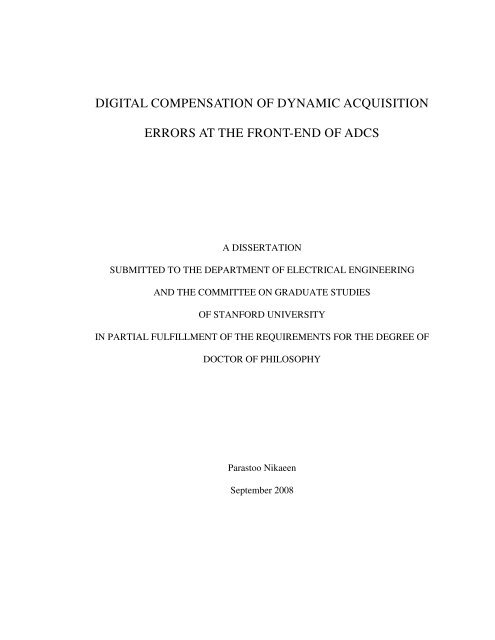 digital compensation of dynamic acquisition errors at the front-end of ...