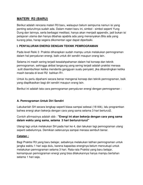 Materi R3 Baru Yayasan Waskita Reiki Pusat Penyembuhan Alami