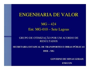 engenharia e anÃ¡lise do valor na rodovia mg 424 - assender