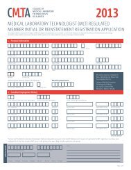 MEDICAL LABORATORY TECHNOLOGIST (MLT ... - CMLTA