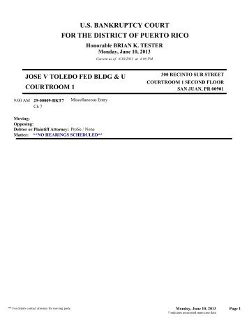 jose v toledo fed bldg & u courtroom 1 - District of Puerto Rico