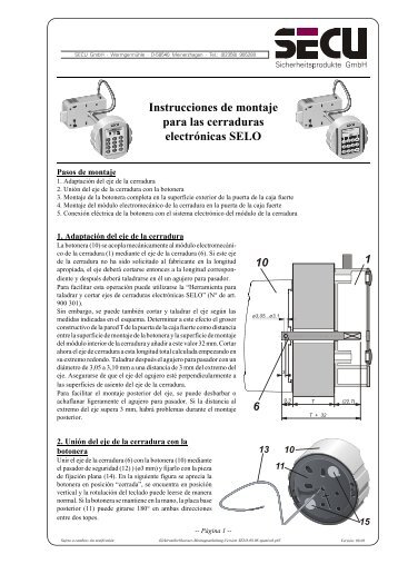Instrucciones de montaje para las cerraduras electrÃ³nicas SELO