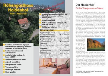 Prospekt Gasthaus Haldenhof - Höhengasthaus Haldenhof