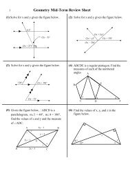 Geometry Midterm Review Sheet
