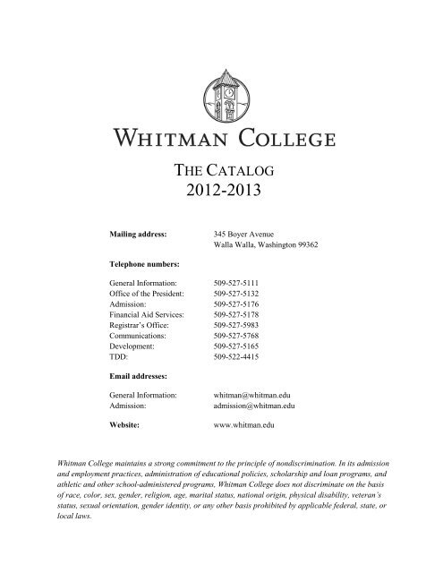 THE CATALOG Whitman College