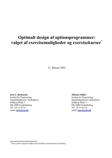 Optimalt design af optionsprogrammer: valget af ... - CBS staff