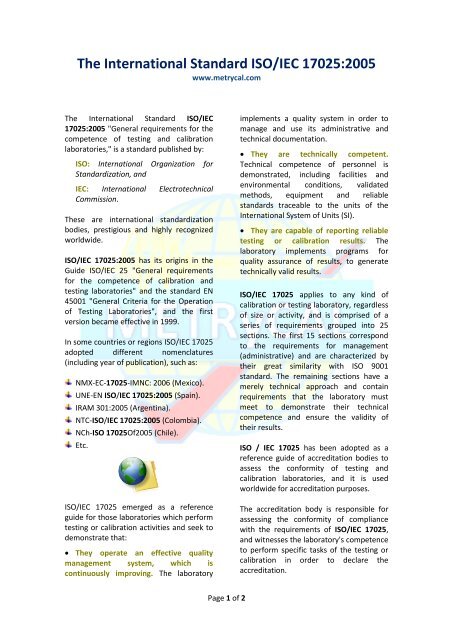 1. The International Standard ISO/IEC 17025:2005