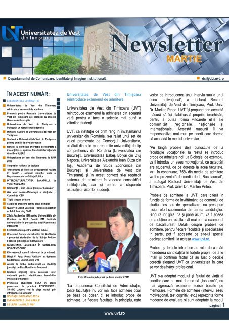 Newsletter Martie 2013 Dci Uvt Ro