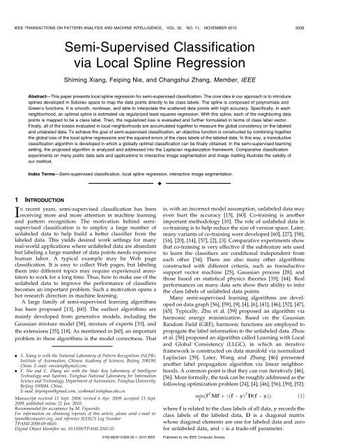 Semi-Supervised Classification via Local Spline Regression