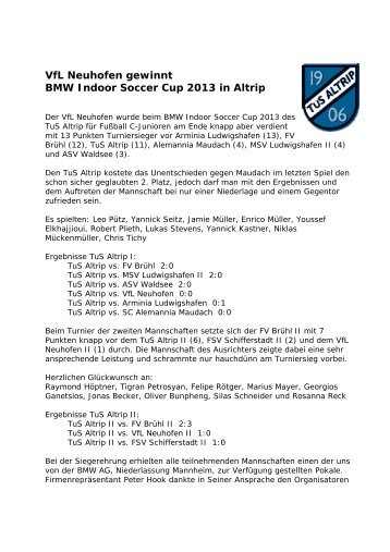 VfL Neuhofen gewinnt BMW Indoor Soccer Cup ... - FuÃball Jugend