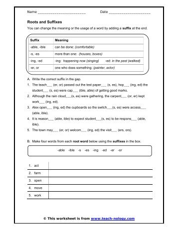 Roots and Suffixes - Teach-nology