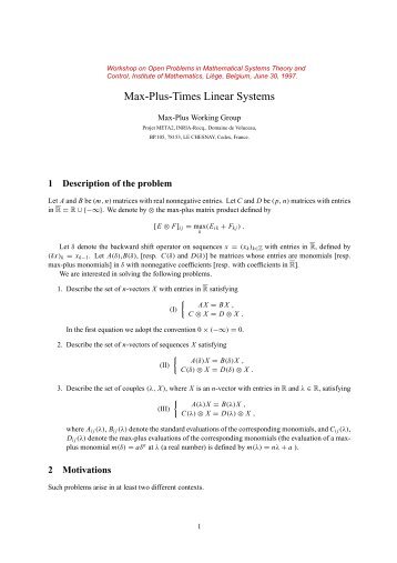 Max-Plus-Times Linear Systems