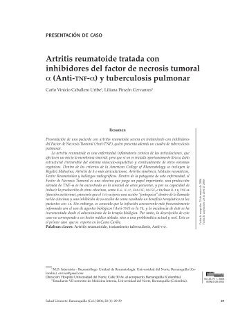 Artritis reumatoide tratada con inhibidores del factor de necrosis