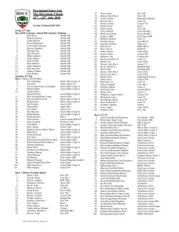 Provisional Entry List The Silverstone Classic 23rd â 25th ... - HSCC