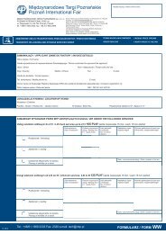 FORMULARZ / FORM WW - MTP - MiÄdzynarodowe Targi PoznaÅskie