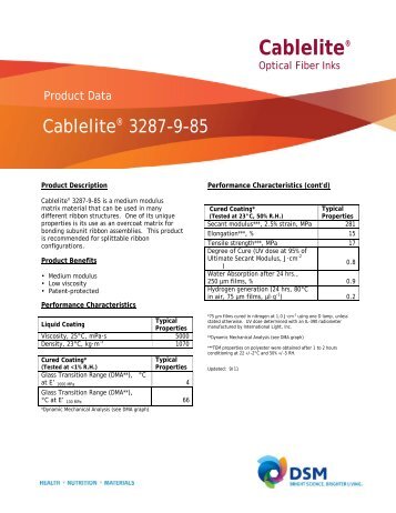 Data Sheet - ÃngstromBond DSM 3287-9-85 - Fiber Optic Center, Inc.