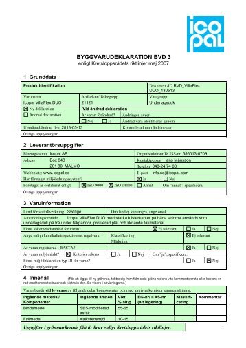 Byggvarudeklaration VillaFlex DUO - Icopal AB