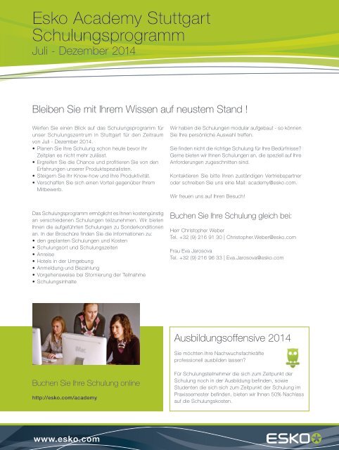 Esko Academy Stuttgart Schulungsprogramm Q3-Q4/2013 V1