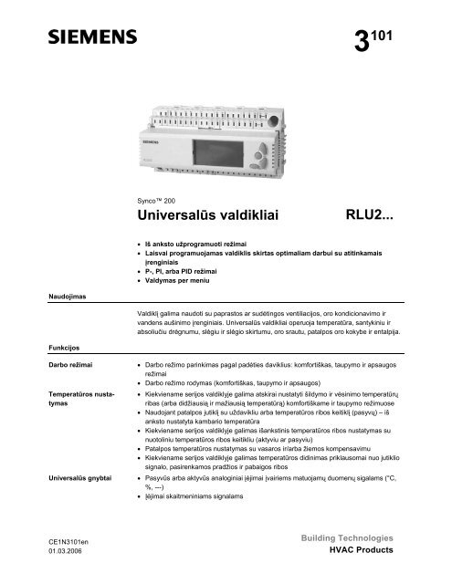 Universalus valdiklis RLU2 - Siemens