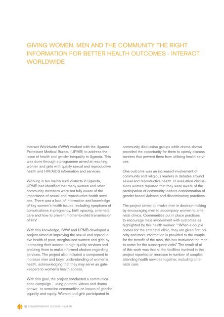 Engendering Global Health - Action for Global Health