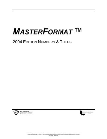 MASTERFORMAT â¢ - Triton College Academic Server