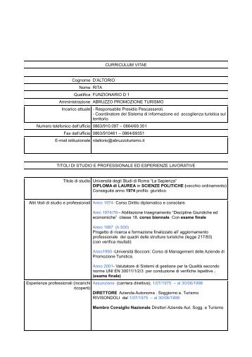 curriculum vitae - Abruzzo Promozione Turismo