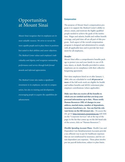 Employee Handbook - Mount Sinai Hospital