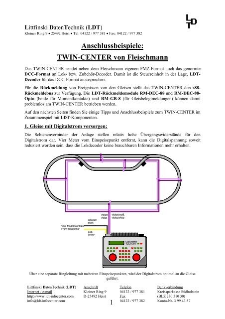 Anschlussbeispiele: TWIN-CENTER von Fleischmann - LDT