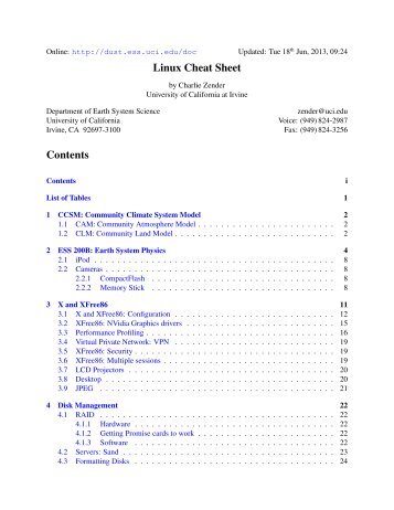 PDF - Linux Cheat Sheet Contents - dust.ess.uci.edu, the Zender