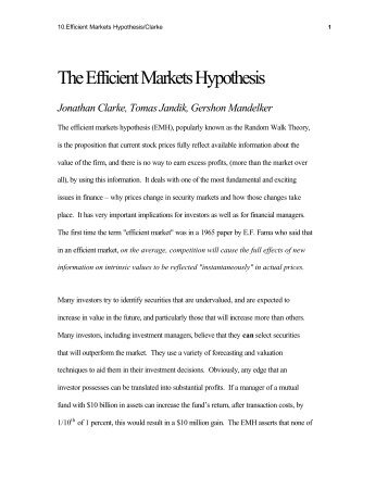 The Efficient Markets Hypothesis - Efficient Market Hypothesis