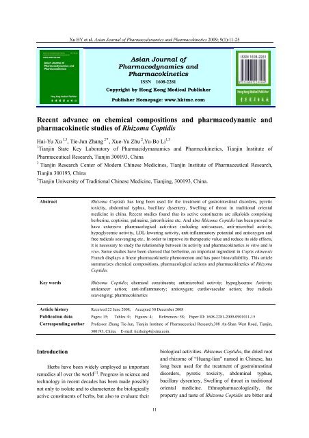 Asian Journal of Pharmacodynamics and Pharmacokinetics