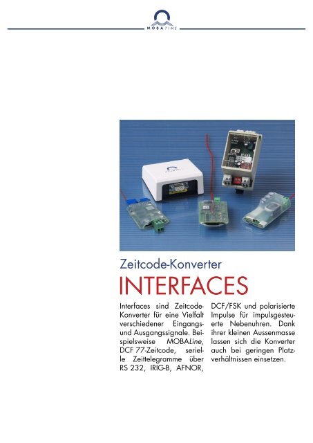 INTERFACES - MOBATIME Swiss Time Systems