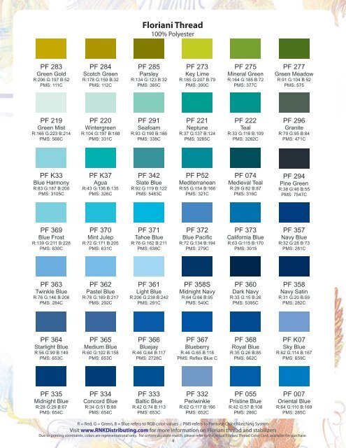 Pantone Thread Color Conversion Chart