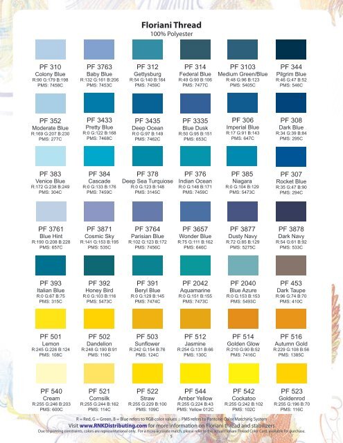 Floriani Thread Color Chart