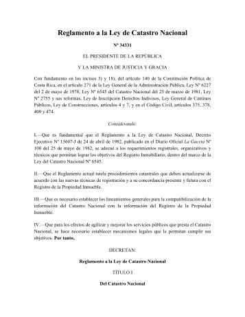 Reglamento a la Ley de Catastro Nacional.pdf - Tribunal Registral ...