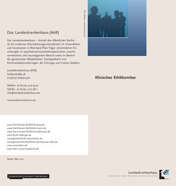 Flyer Klinisches Ethikkomitee - Rheinhessen-Fachklinik Alzey