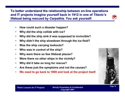 “Titanic Lessons for IT Projects” - FVP PMP Luncheons - Noblis