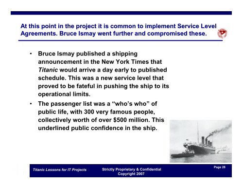 “Titanic Lessons for IT Projects” - FVP PMP Luncheons - Noblis