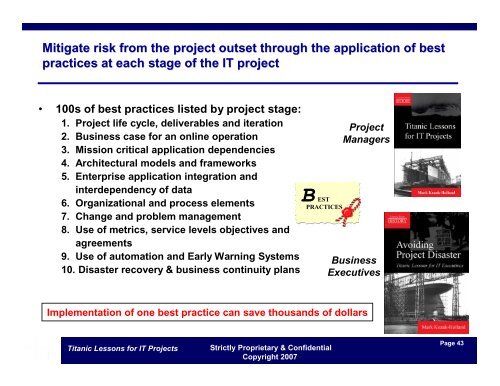 “Titanic Lessons for IT Projects” - FVP PMP Luncheons - Noblis